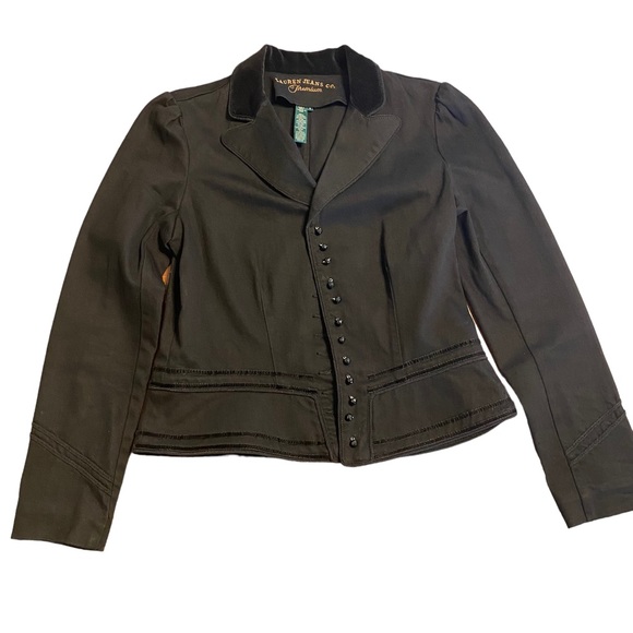 Lauren Jeans Co Jackets & Blazers - Vintage Lauren Jeans CO Premium Crop Jacket Blazer Bead Velvet Trim Black D